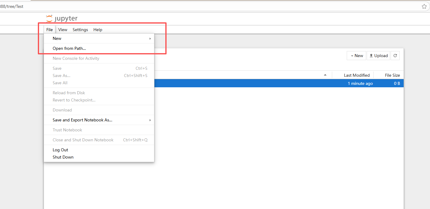 Jupyter 主界面：点击 "New" 并选择 "Python 3"