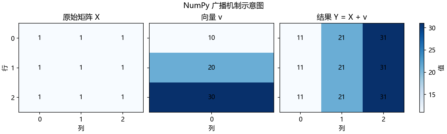 NumPy 广播机制示意图